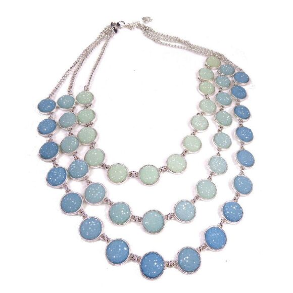 Charming Charlie 3 Strand Seaspray Glitter Necklace SIgned - Picture 7 of 10